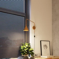 Væglampe LYS, guldfarvet, Ø 14 cm, metal, stik, E14