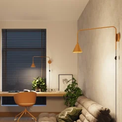 Væglampe LYS, guldfarvet, Ø 14 cm, metal, stik, E14