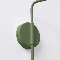 Væglampe LYS, olivengrøn, Ø 14 cm, metal, stik, E14