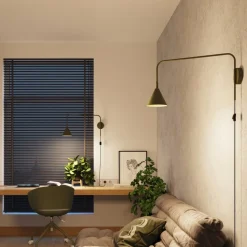 Væglampe LYS, olivengrøn, Ø 14 cm, metal, stik, E14