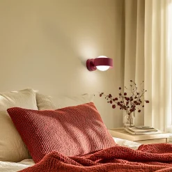 Væglampe Mado i glas og stål, rød