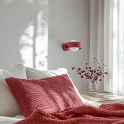 Væglampe Mado i glas og stål, rød