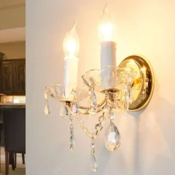 Væglampe Marie Claire, krystalglas, 2 lyskilder