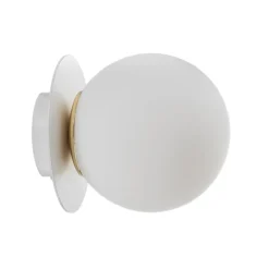 Væglampe Minerva K1, hvid, Ø 15 cm, glas/metal