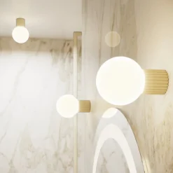 Væglampe ORBI, beige, glas/metal, Ø 12 cm, IP44, G9