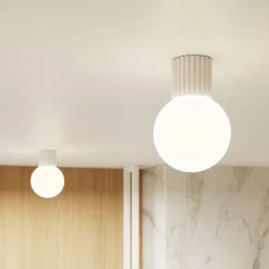 Væglampe ORBI, beige, glas/metal, Ø 12 cm, IP44, G9