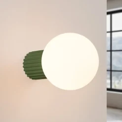 Væglampe ORBI, olivengrøn, glas/metal, Ø 12 cm, IP44, G9