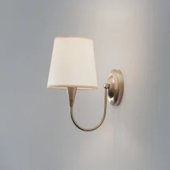 Væglampe Pardo, messing, metal/stof, højde 31 cm, E27