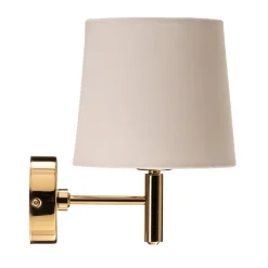 Væglampe Polo Plus tekstilskærm, messing/creme