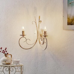 Væglampe Pompei, 2 lyskilder, hvid antik