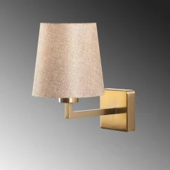 Væglampe Profil, guld/creme, metal/stof, højde 30 cm