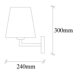 Væglampe Profil, sort/creme, metal/stof, højde 30 cm