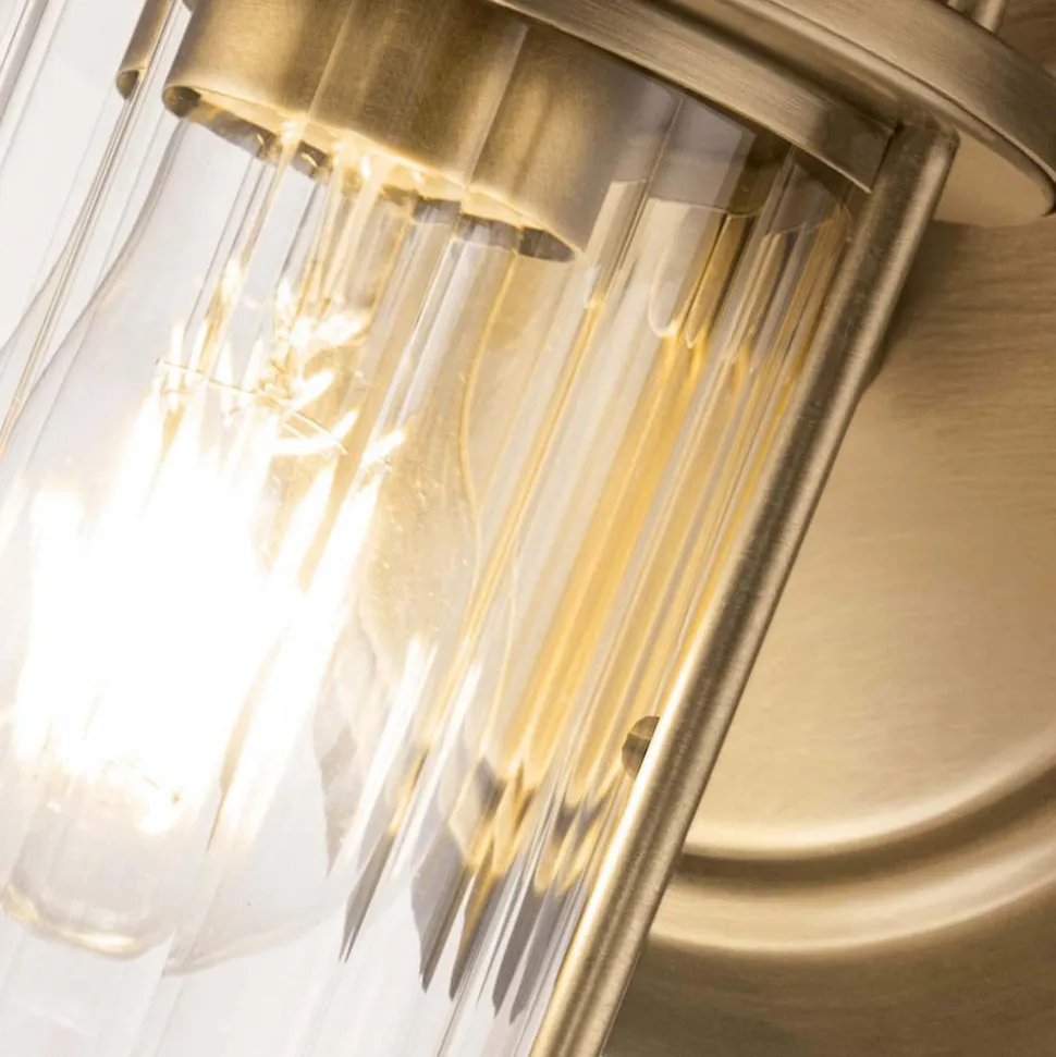 Væglampe Riggs IP44, antik messing, 1-lys