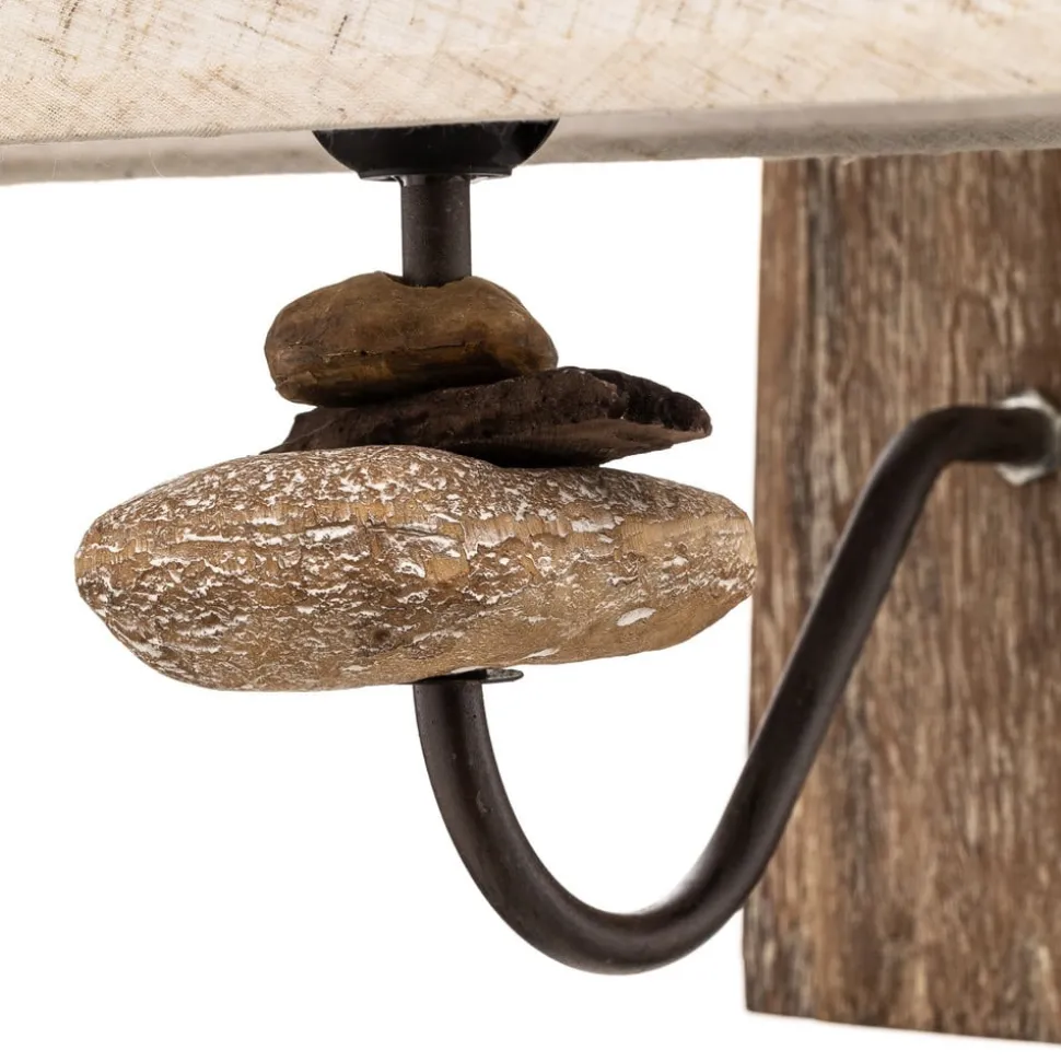 Væglampe Seregon med sten dekoration og stofskærm