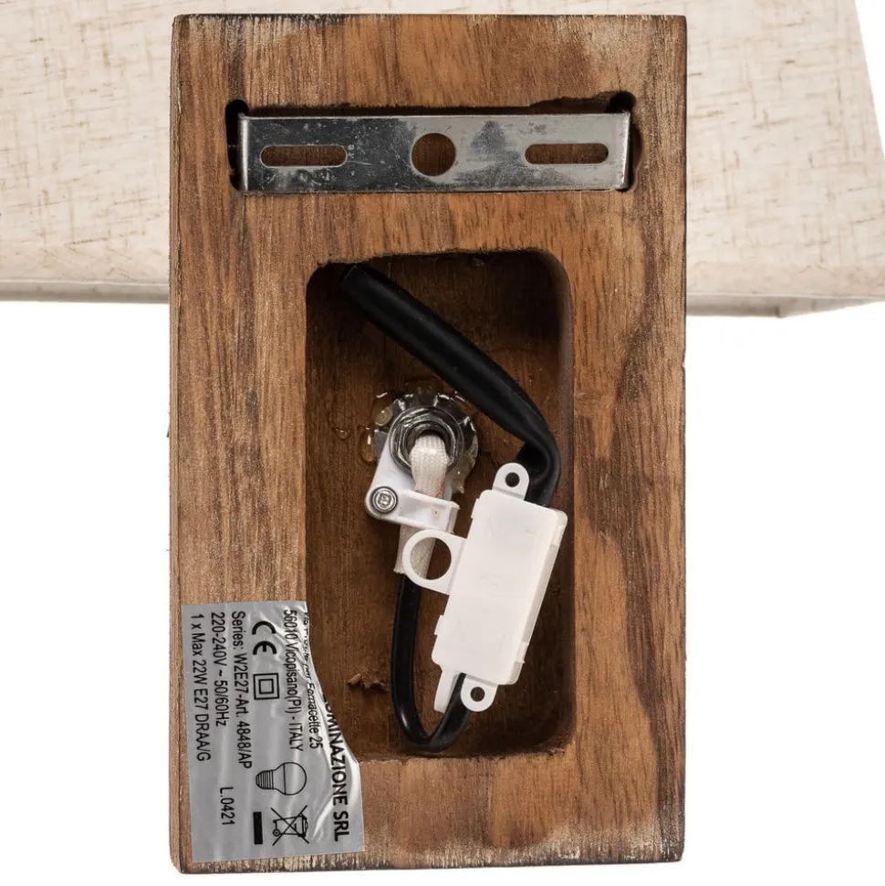 Væglampe Seregon med sten dekoration og stofskærm