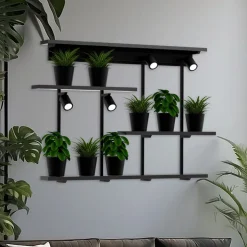 Væglampe Shelf, sort, bredde 102 cm, træ, 4 lyskilder.