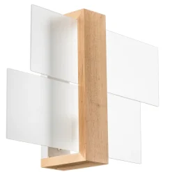 Væglampe Shifted 1, glas og lyst træ