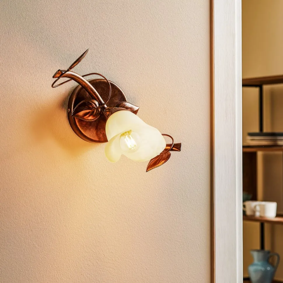 Væglampe Siena i florentinsk stil, 1 lyskilde, metal, glas