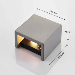 Væglampe Smira i beton og grå, 12,5 x 12,5 cm