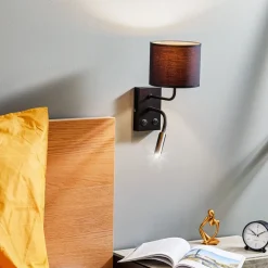 Væglampe Soho cylindrisk læselampe sort/guld