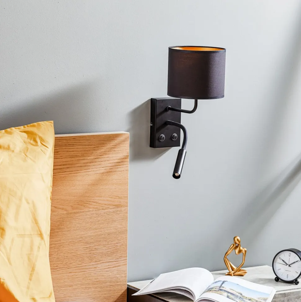 Væglampe Soho cylindrisk læselampe sort/guld