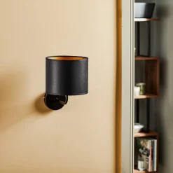 Væglampe Soho cylindrisk sort/guld