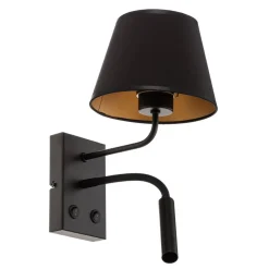 Væglampe Soho, konisk, læselampe sort/guld