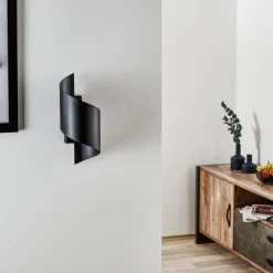 Væglampe Spiner sort, højde 30 cm, stål