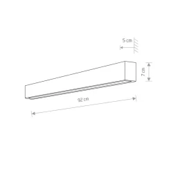 Væglampe Straight M, 92 cm, hvid