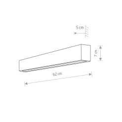 Væglampe Straight S, 62 cm, hvid