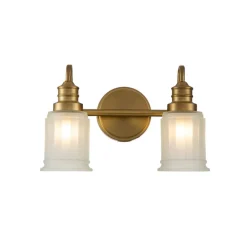 Væglampe Swell IP44, 2-lys, børstet messing