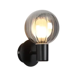 Væglampe til badeværelset Lumisphere, sort/røggrå, højde 12 cm Glas