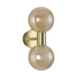 Væglampe til badeværelset Lumisphere, creme/messing, højde 28 cm, 2 lyskilder