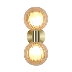 Væglampe til badeværelset Lumisphere, creme/messing, højde 28 cm, 2 lyskilder