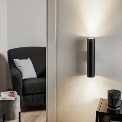 Væglampe Tube op/ned, sort