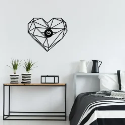 Væglampe W-046, sort, hjerteformet design, MDF-træ laserskåret