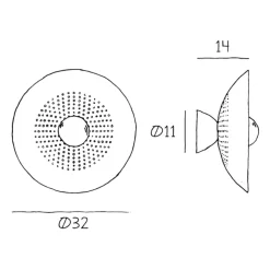 Væglampe Wanted, stik, jern, guld, Ø 32 cm