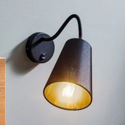 Væglampe Wire, sort/guld