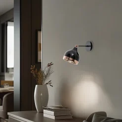 Væglampe Yildo 6901, sort/kobber, metal