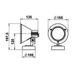 Vægspot 643 W, hvid, IP54, E27, aluminium, drejelig