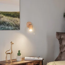 Vægspot Cre i træ, 1 lyskilde