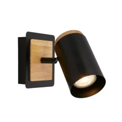 Vægspot Duta, udhæng 16 cm, sort/træfarvet, træ