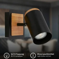 Vægspot Duta, udhæng 16 cm, sort/træfarvet, træ