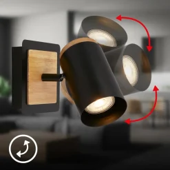 Vægspot Duta, udhæng 16 cm, sort/træfarvet, træ