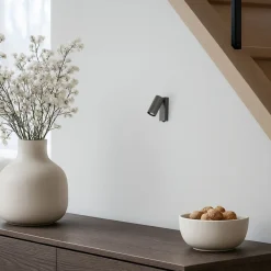 Vægspot FOURTY, mørkegrå, højde 17 cm, metal, GU10