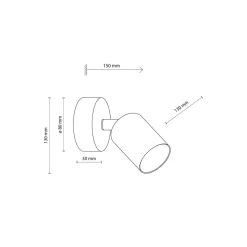 Vægspot Livia, grå, 13 cm, metal, justerbar, GU10