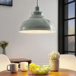 Vintage pendellampe Albertine, metal, lyseblå