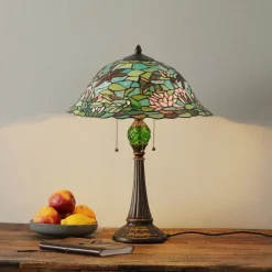 Waterlily fortryllende bordlampe i Tiffany-stil