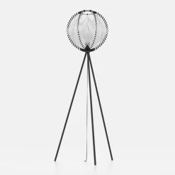 Waverton gulvlampe, sort/hvid, højde 143 cm, stål/stof