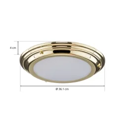 Welland IP44 LED-loftlampe, poleret messing